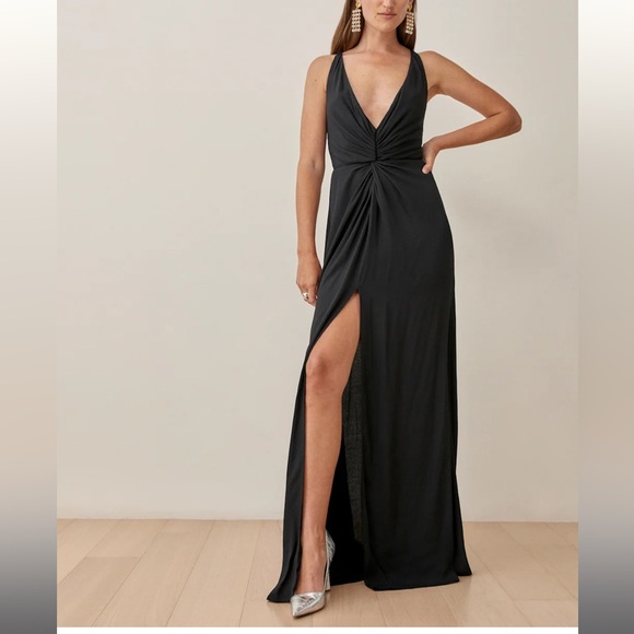 Reformation Bray Dress Black Sz 4 - Picture 1 of 7